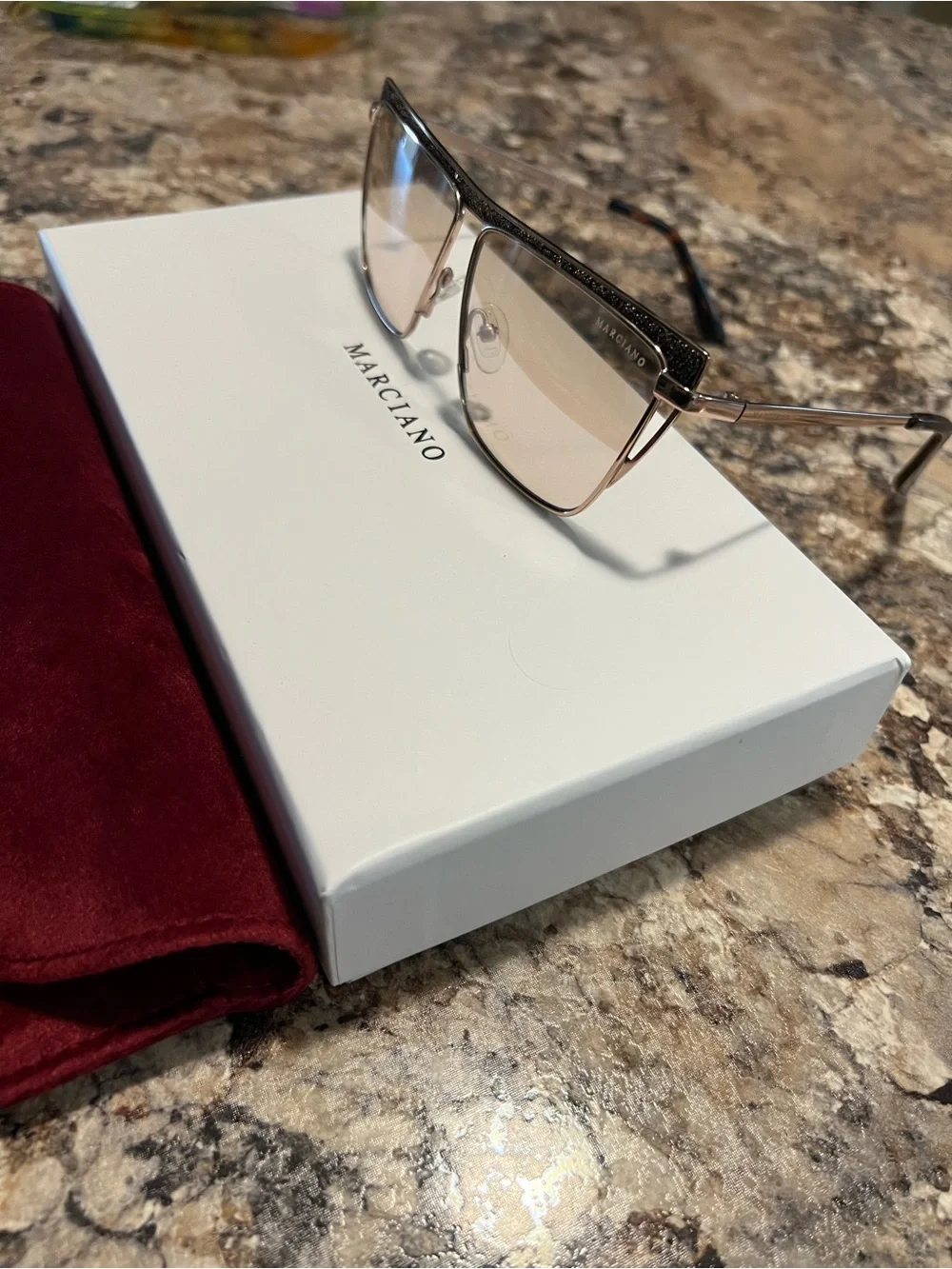 Marciano Gold and Tortoiseshell Square Sunglasses